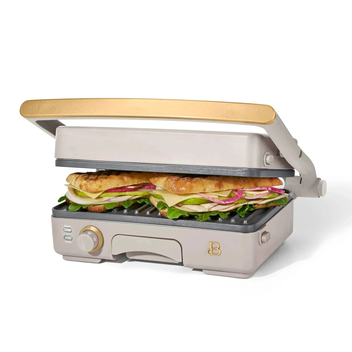 Beautiful 2-in-1 Panini Press & Grill - Porcini Taupe