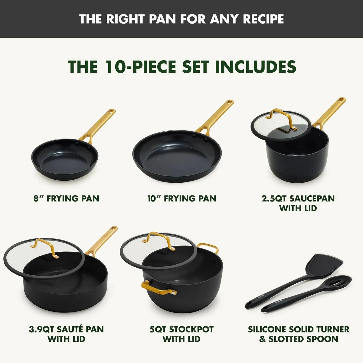 GreenPan 10pc Reserve Pro Ceramic Nonstick Cookware Set - Black