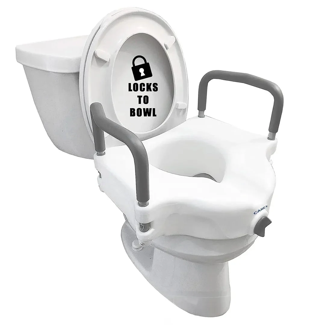 raised E-Z Lock Raised Toilet Seat with Handles - 4.5 Inch Riser