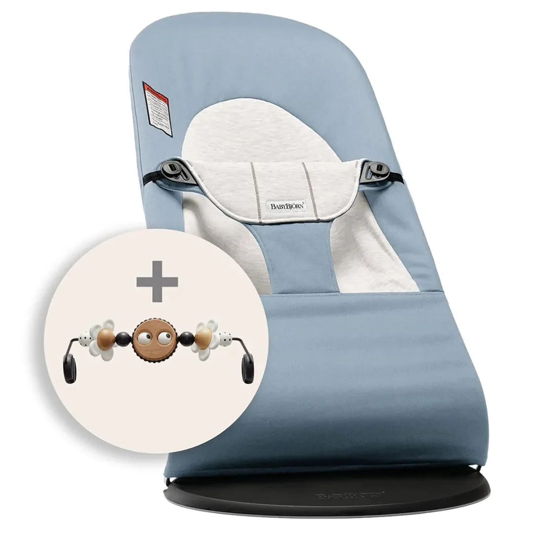 BabyBjörn Baby Bouncer Bundle with Toy - Blue/Gray