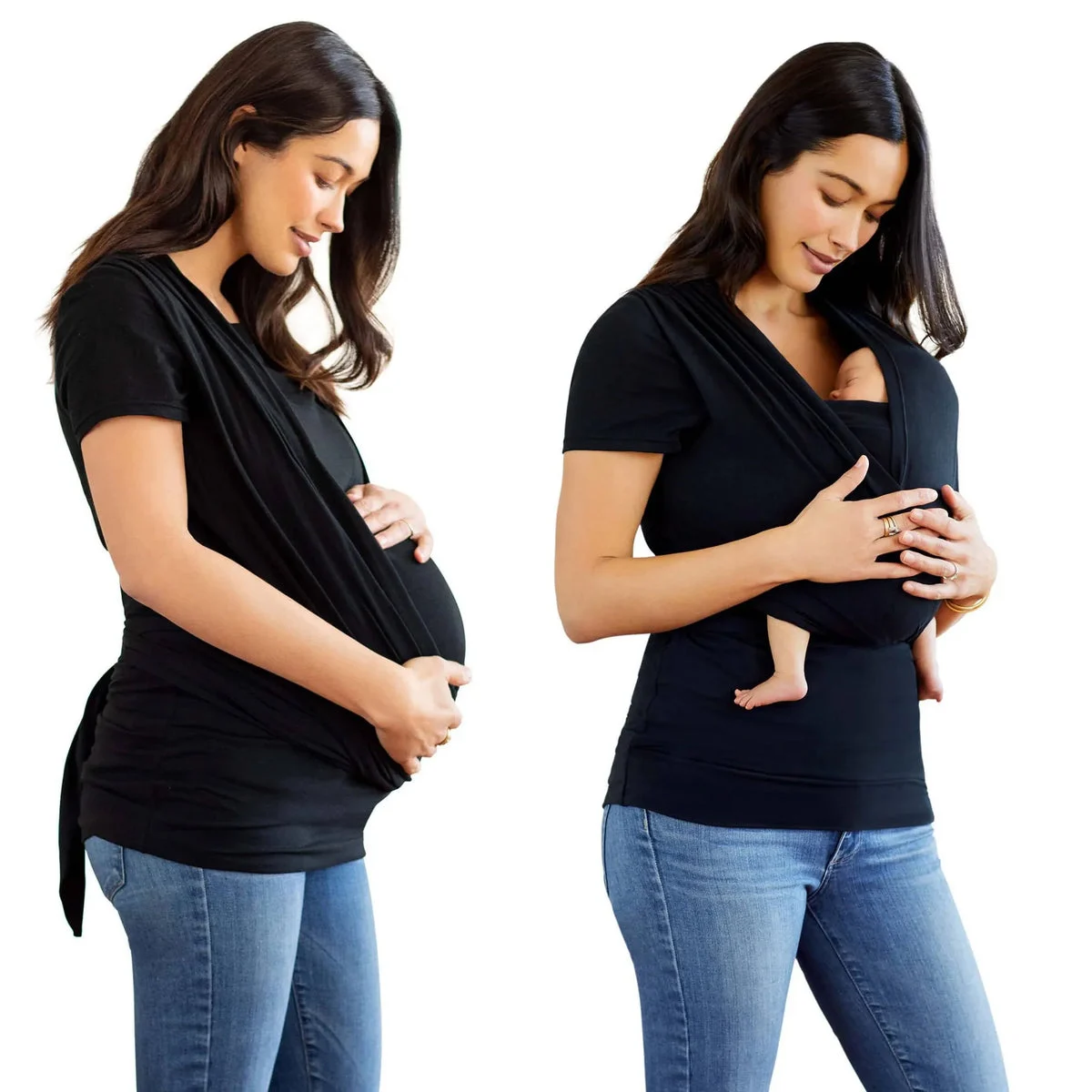 Moby Wrap Bump & Beyond T-Shirt Wrap Baby Carrier - Black - S