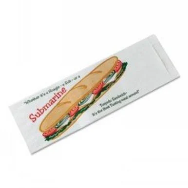 Royal Paper Products 300435 Submarine Sandwich Bags, 4 1/2 X 2 X 14, White Preprinted Submarine, 1000/carton - Amercareroyal