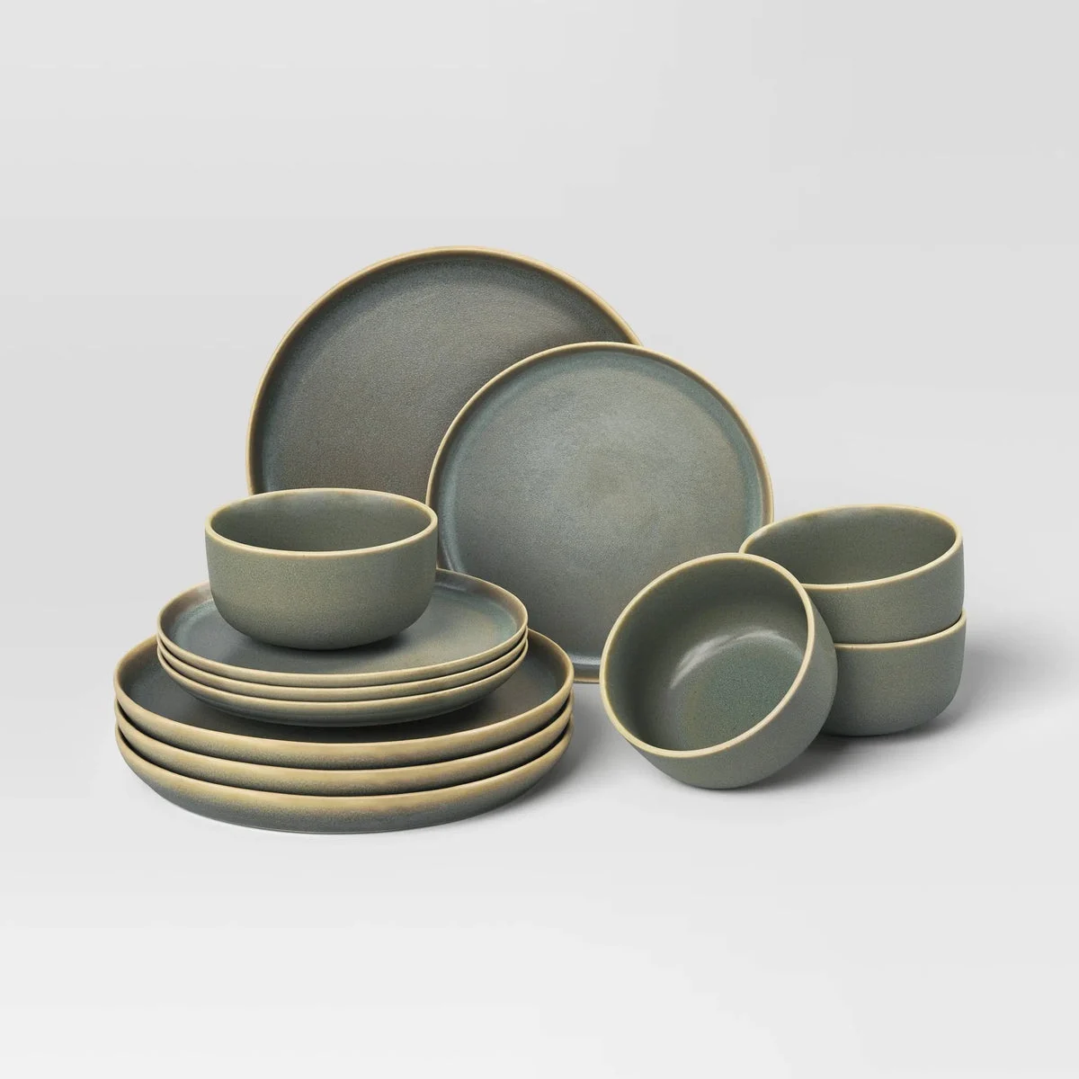 Threshold 12pc Stoneware Tilley Dinnerware Set- Olive Green