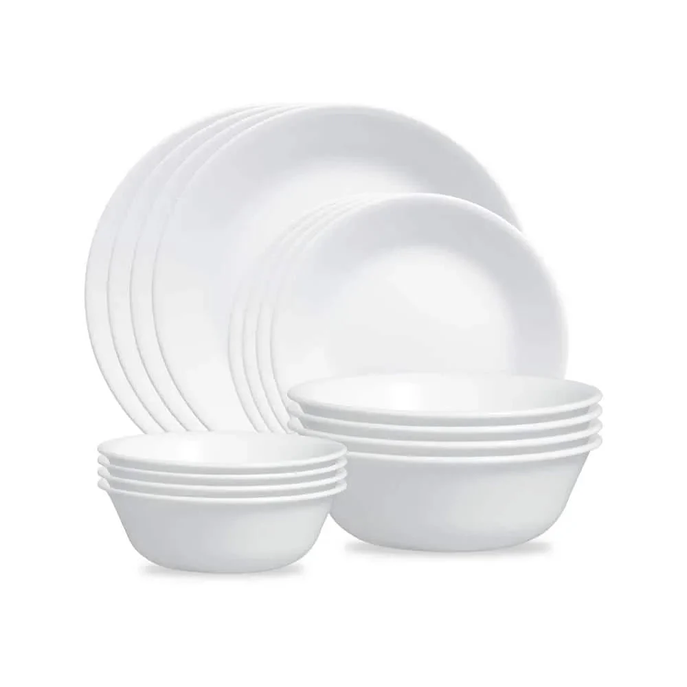 Corelle Winter Frost White 16-piece Mugless Dinnerware Set, Service for 4 (See Description)
