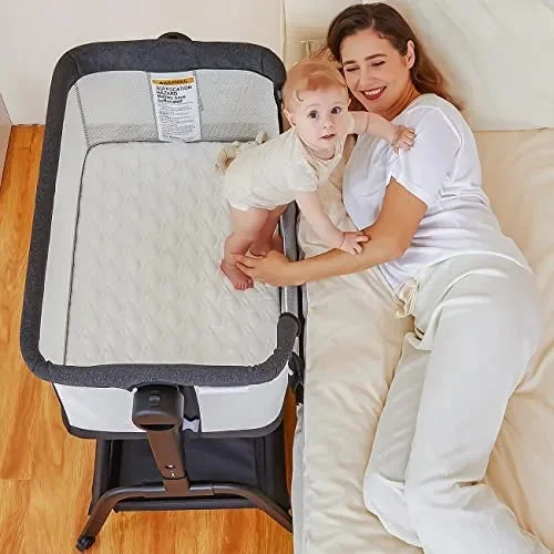 BabyBond Baby Bassinet, 3 in 1 Infant Black+Grey