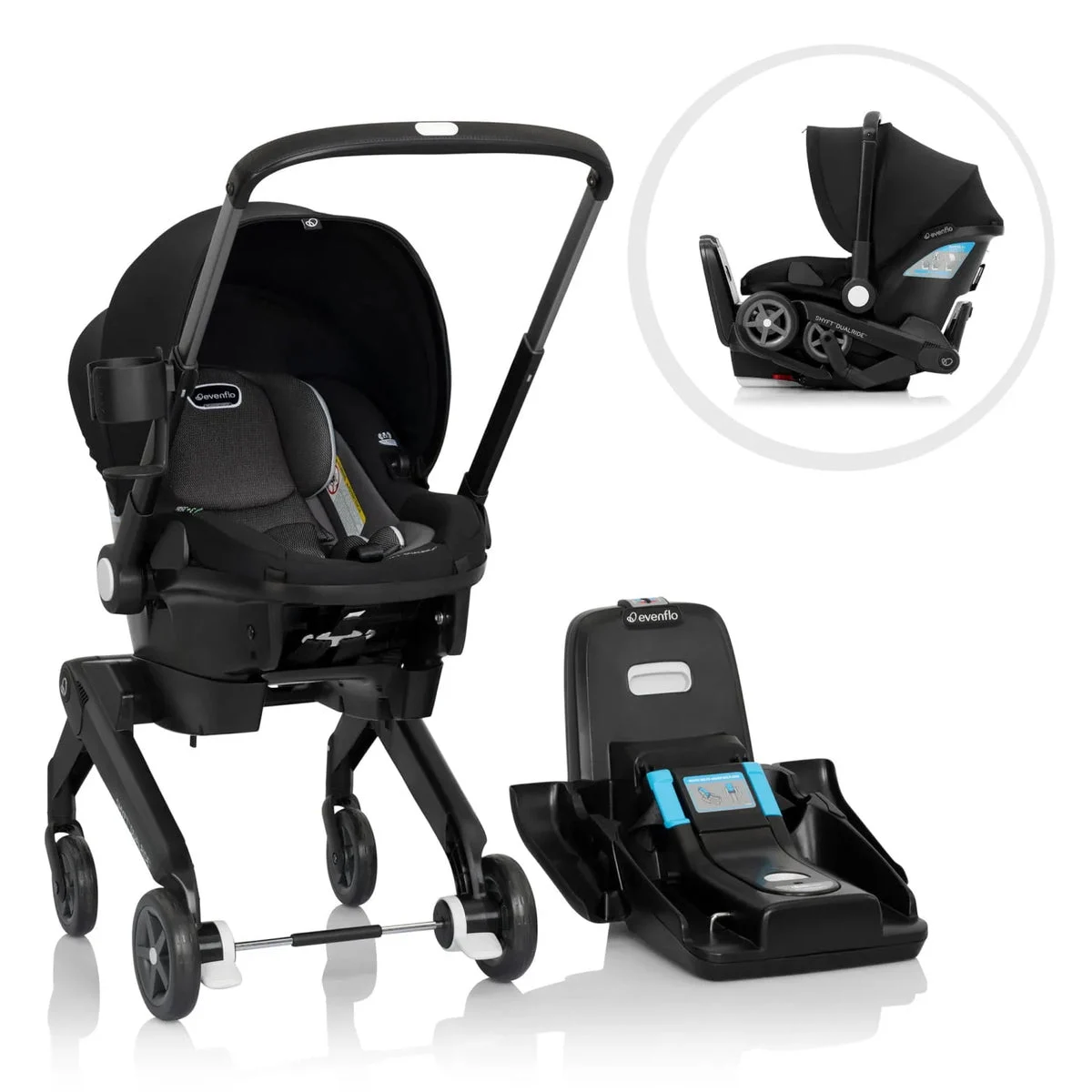 Evenflo Shyft DualRide Infant Car Seat and Stroller Combo (Bryson Blue)