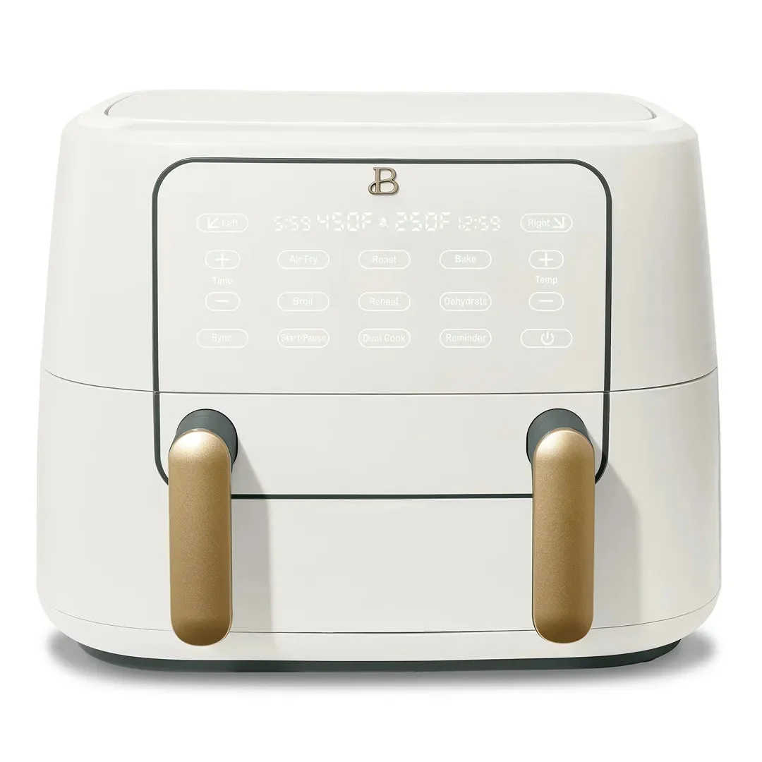 Beautiful 9 Qt TriZone Dual Basket Air Fryer by Drew Barrymore - White Icing