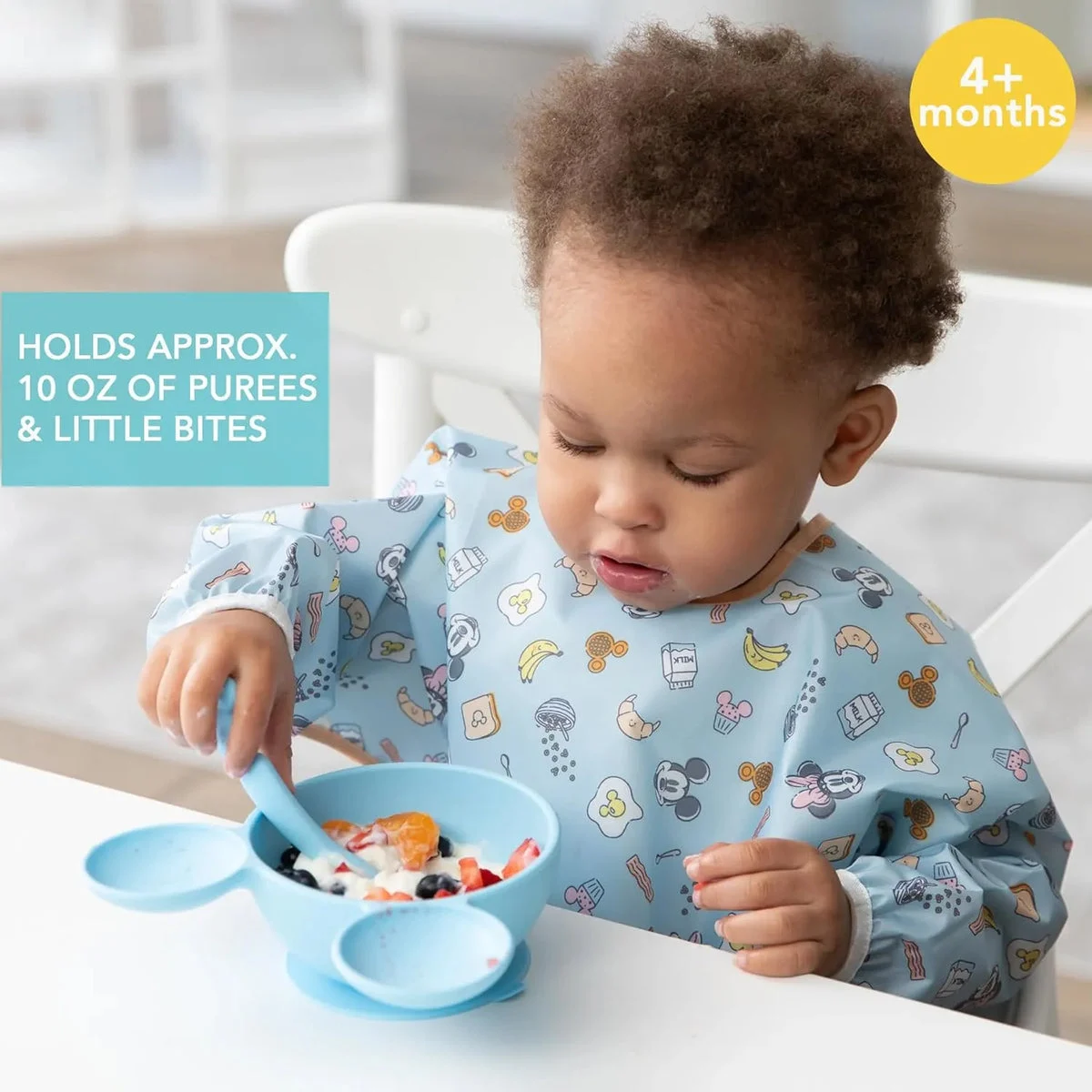 Bumkins Silicone Feeding Bowl Set with Suction - Mickey Mouse Light Blue