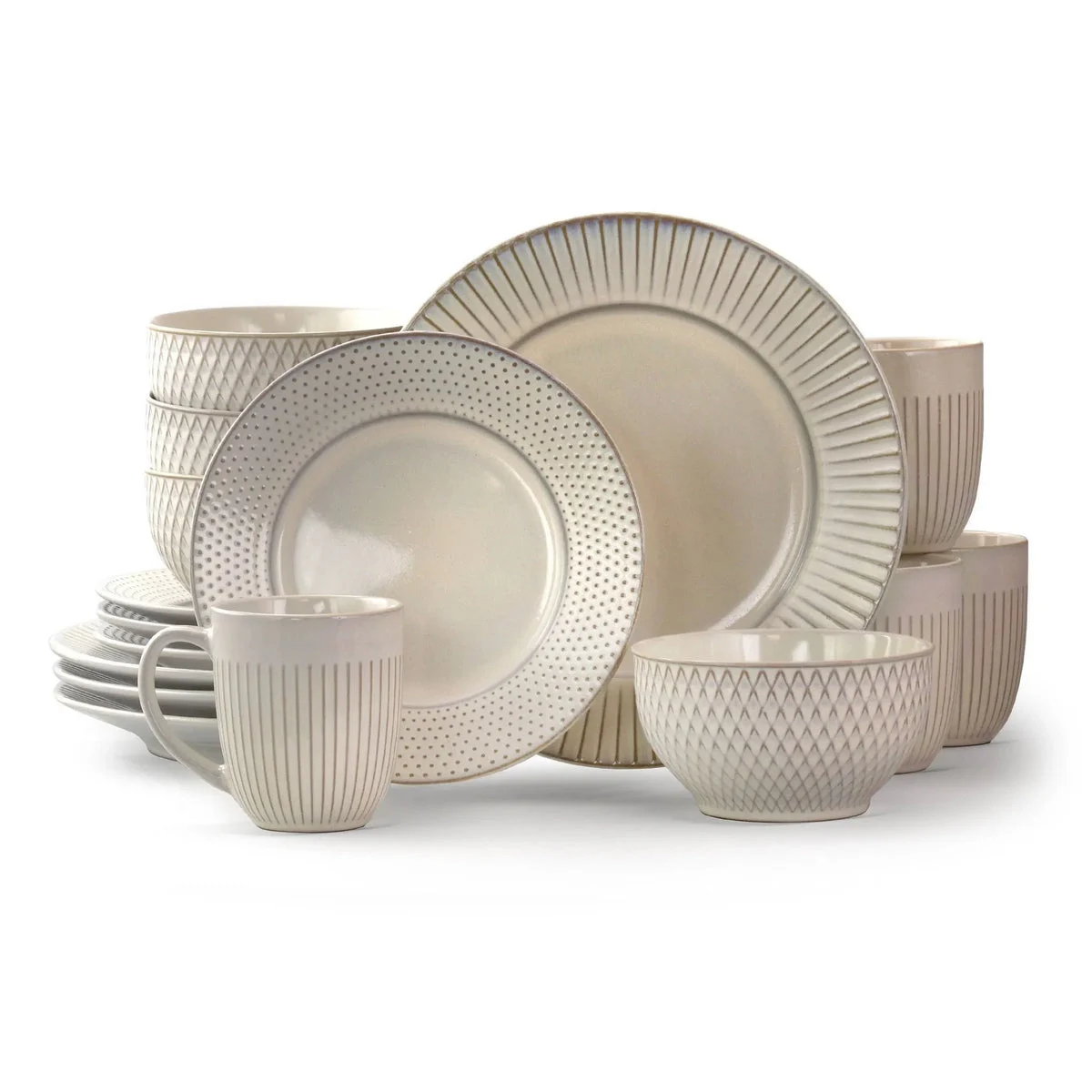 Elama 16pc Stoneware Minimalist Dinnerware Set White