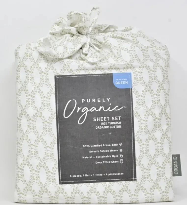Purely organic Queen Sheet Set - 6 Pieces