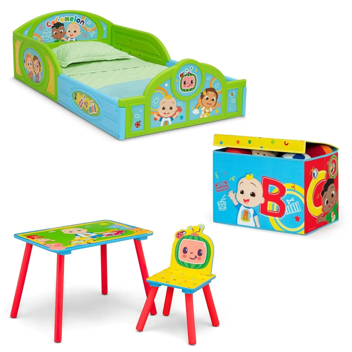 Delta Children CoComelon 4-Piece Toddler Room-in-a-Box Set - Green