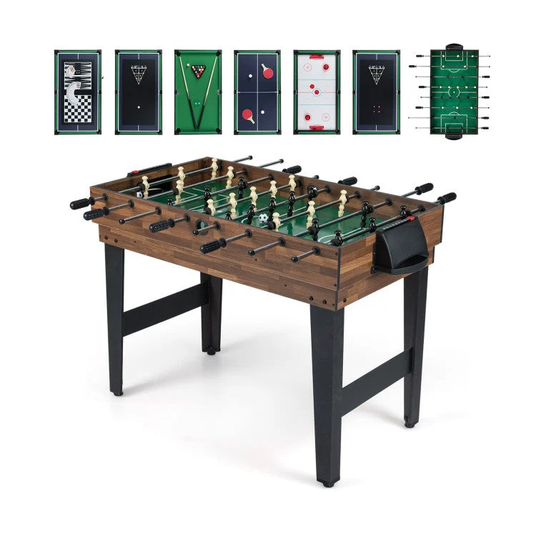 COSTWAY 10-in-1 Combo Game Table Set 50inch Multi-Game Table With Foosball-Brown