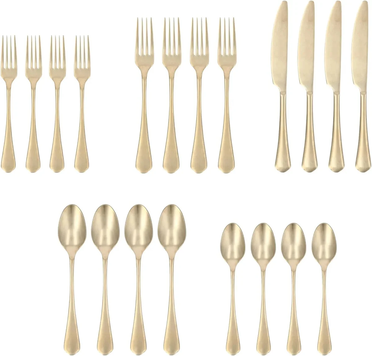 Fortessa 20 Piece Flatware Set - Antiqued Champagne