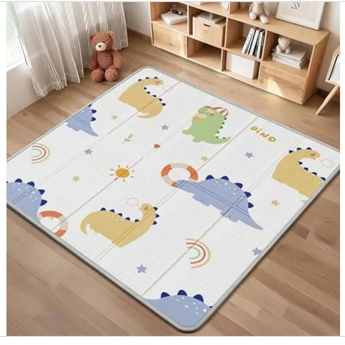 PIGLOG Safe Foam Playmat for Tummy Time - 50x50 Reversible Playpen Mat