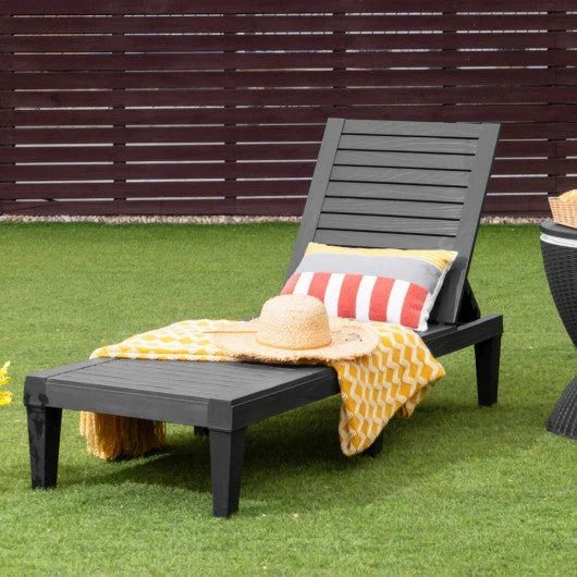 COSTWAY Outdoor Recliner Chair With 5-Position Adjustable Backrest-Black