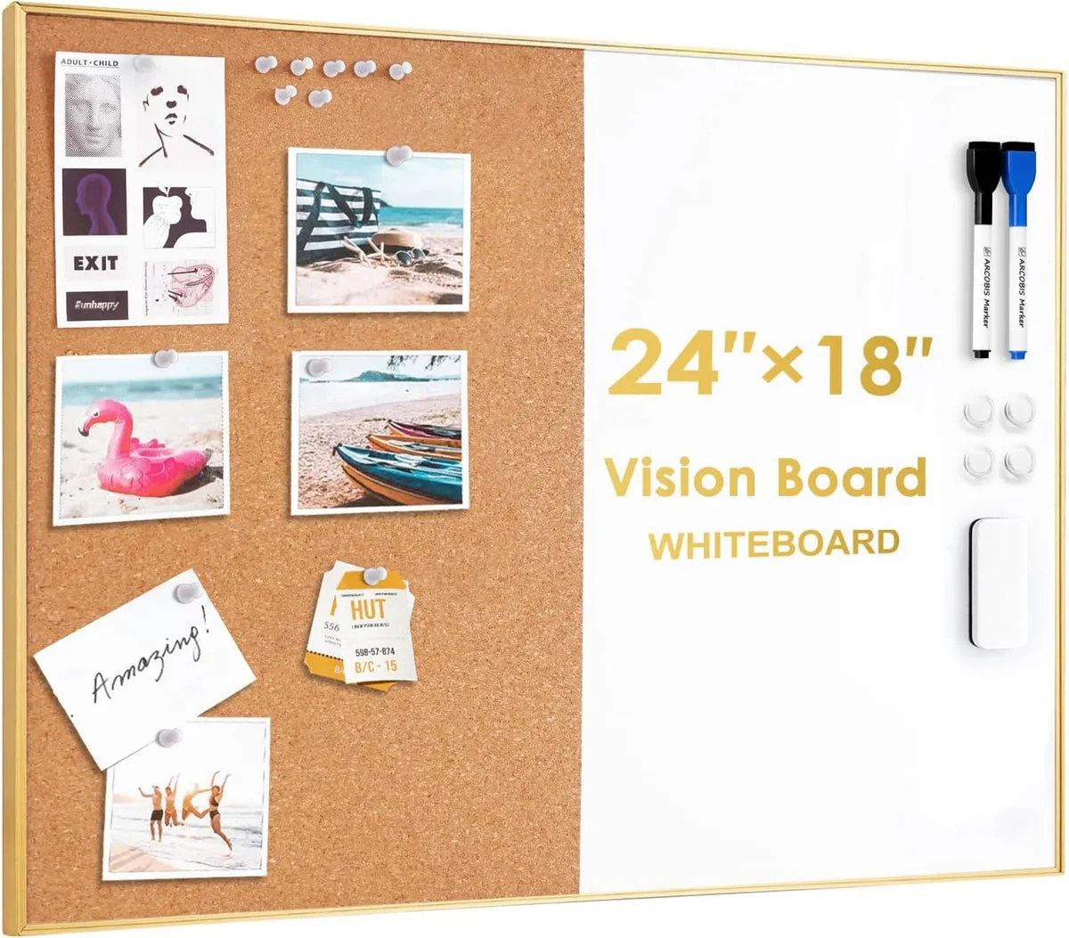 Three Posts™ Teen Wall Mounted Corkboard - Gold