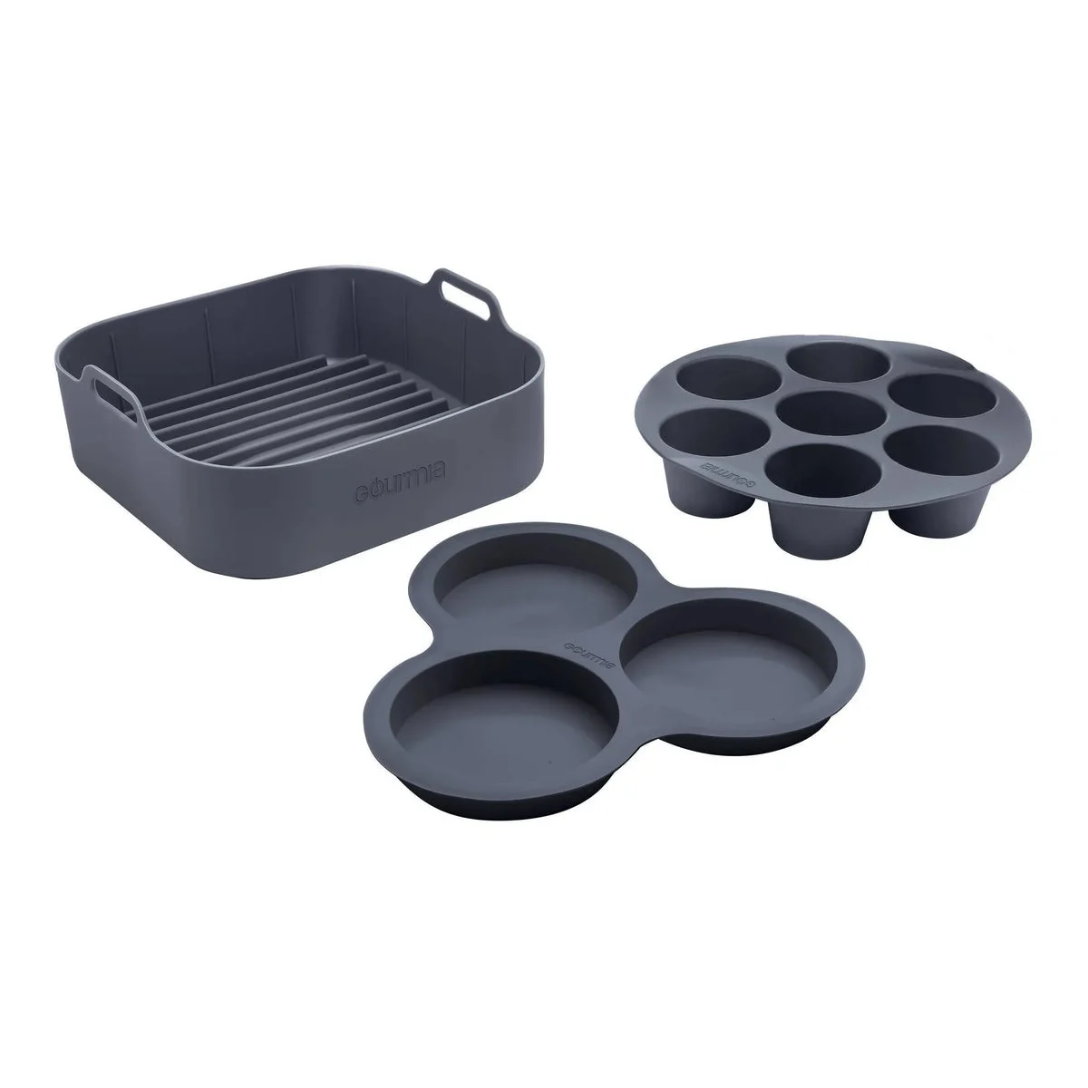 Gourmia Reusable 3-Piece Silicone Air Fryer Accessory Set With Basket Liner