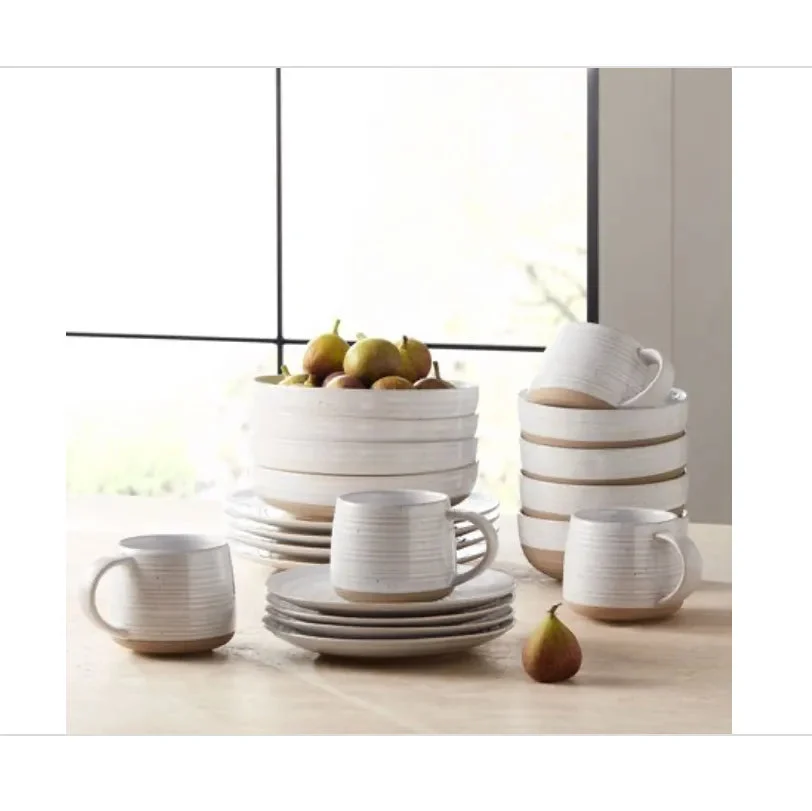 Better Homes & Gardens Abott White Round Stoneware 16-Piece Dinnerware Set (See Description)