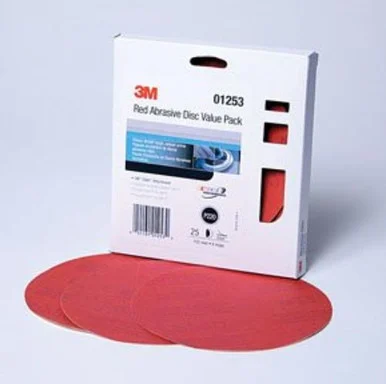 3m 3M-1253 Red Abrasive Stikit Disc Value Pack, 6 In, P220, 25 Discs Per Pack 1253_59