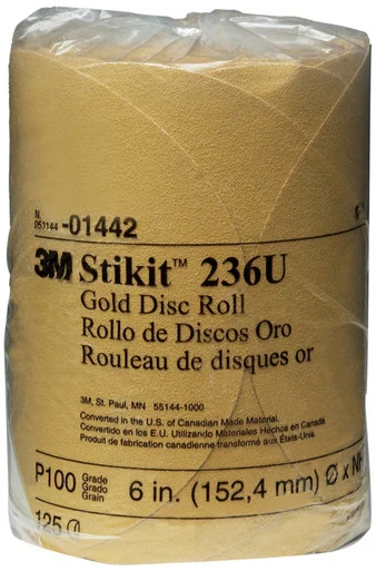 3m 3M-1442 Stikit Gold Disc Roll 01442, 6", P100a, 125 Discs/roll 1442_59