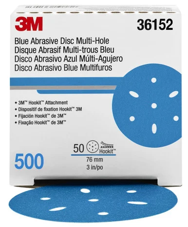 3m 3M-36178 Hookit Blue Abrasive Disc Multi-hole, 6", 240 Grade 36178_59