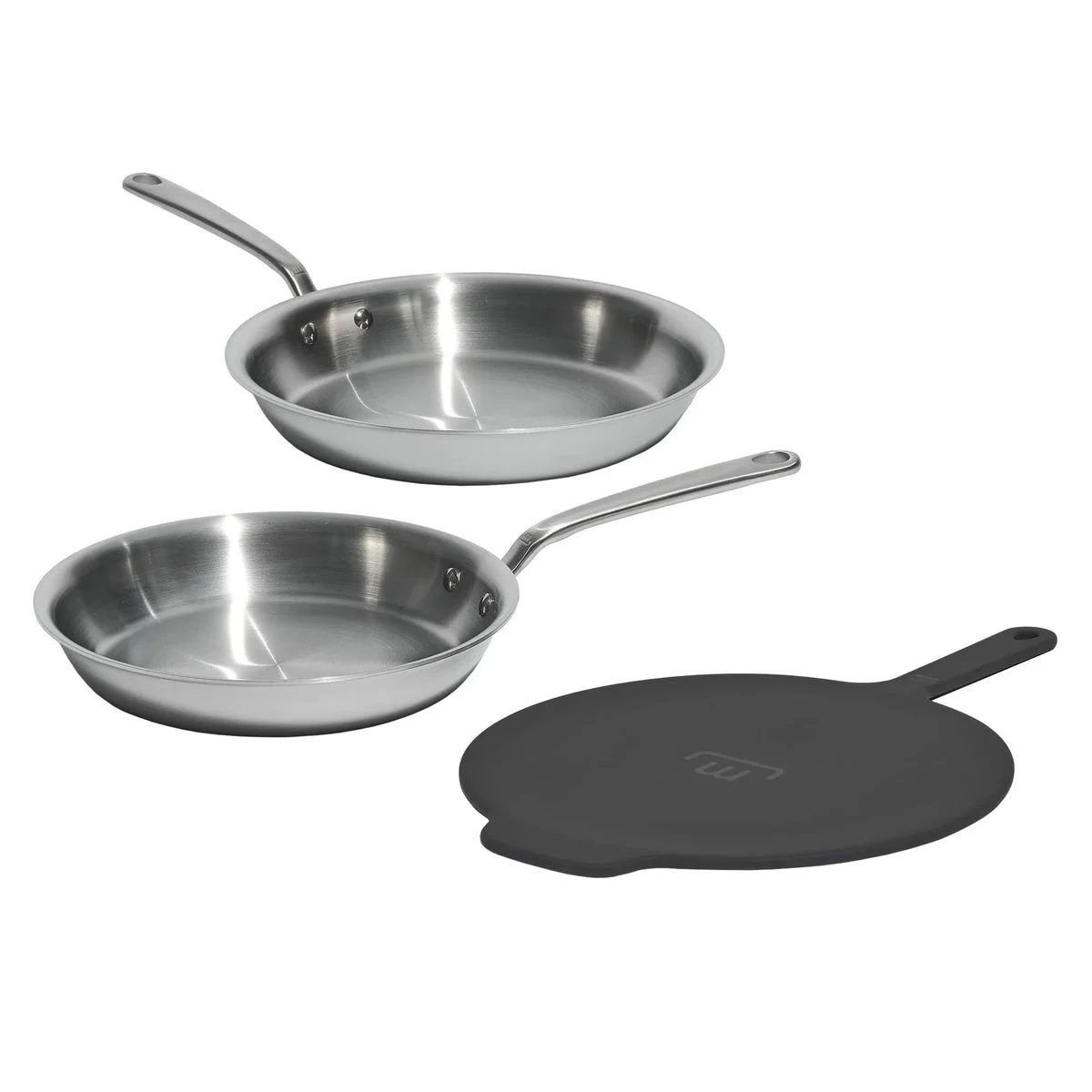 Made In 3-piece 5-ply Stainless Fry Pans with Universal Lid