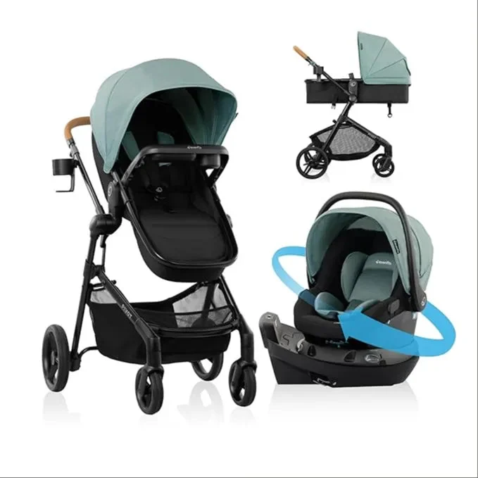 Evenflo Pivot NXT Travel System w/ Revolve180 LiteMax NXT Infant Car Seat - Pacific Green