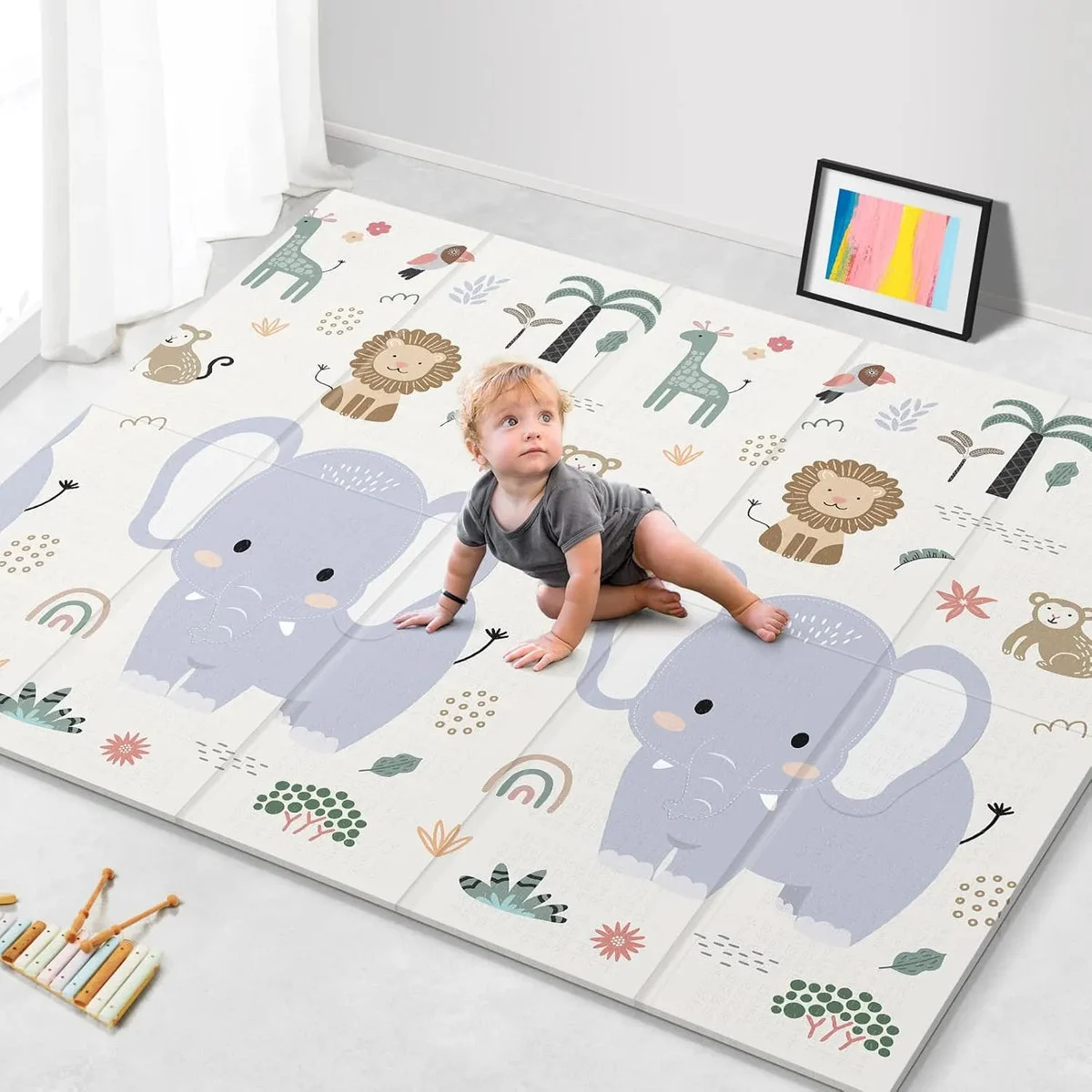 Noonkty 79x71 Foldable Play Mat for Baby