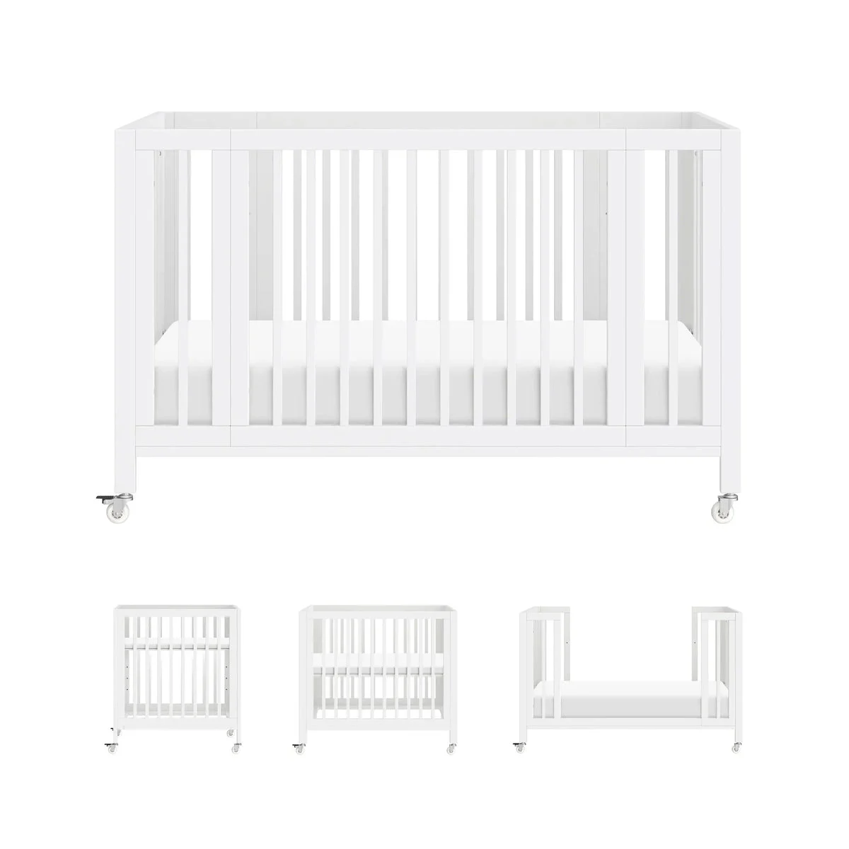 Babyletto Rolli 9-in-1 Convertible All-Stages® Crib with Bassinet & Toddler Bed Conversion Kits - White