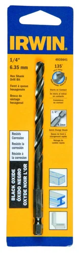 Hanson 4935641 1/4" Black Oxide Hex Shank Drill Bit