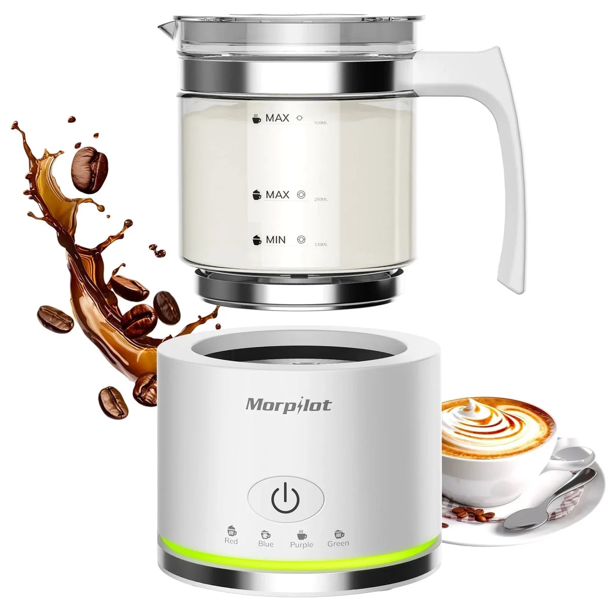 Morpilot Electric Milk Frother - 500ML Automatic Glass