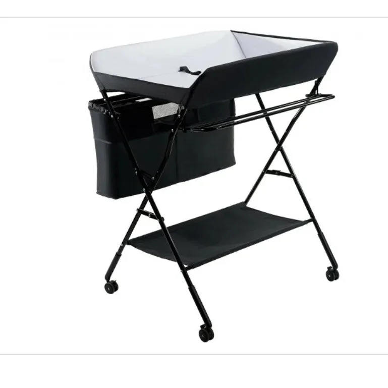 Costway Portable Adjustable Height Newborn Nursery Organizer with Wheel-Black