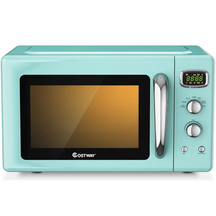 COSTWAY 0.9 Cu.ft Retro Countertop Compact Microwave Oven-Green