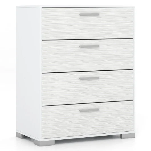 COSTWAY 4 Drawer Storage Cabinet With Metal Legs Handles With Anti-Toppling Devices-White