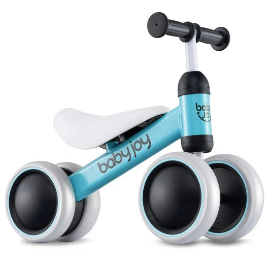 COSTWAY Baby Balance Bike for 2 Years Old Boys Girls No Pedal 4 Wheels-Blue