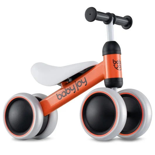 COSTWAY Baby Balance Bike for 2 Years Old Boys Girls No Pedal 4 Wheels-Orange