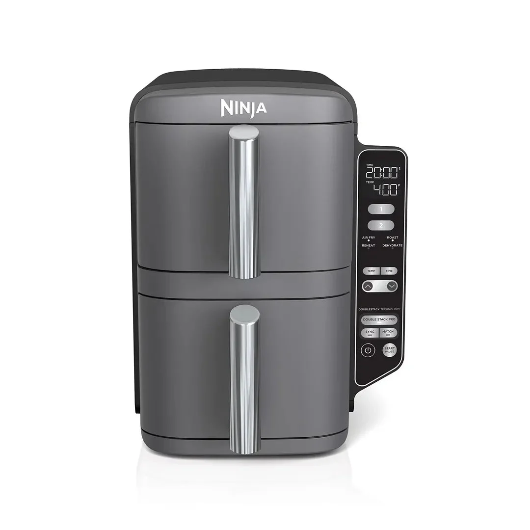 Ninja XL 6-in-1 Air Fryer,10-Qt 2-Baskets, Cook 4 Foods at Once, 6 Functions, Space Saving, Smart Finish & Match