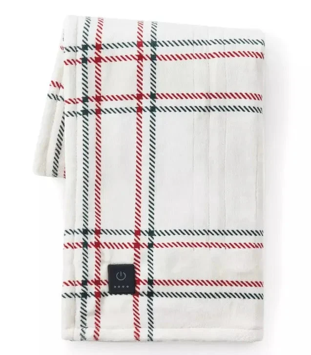 Brookstone Heated Cozy Throw - Holiday Windowpane