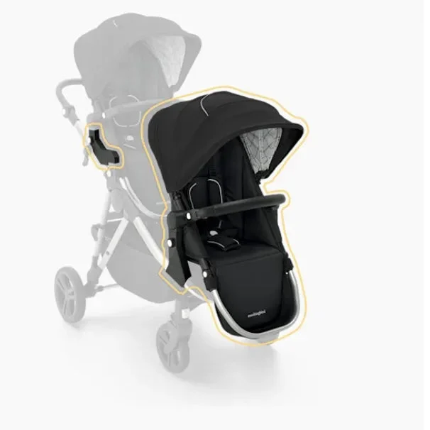 Mockingbird 2nd Seat Kit for Stroller - Black Windowpane Canopy/Black Leather
