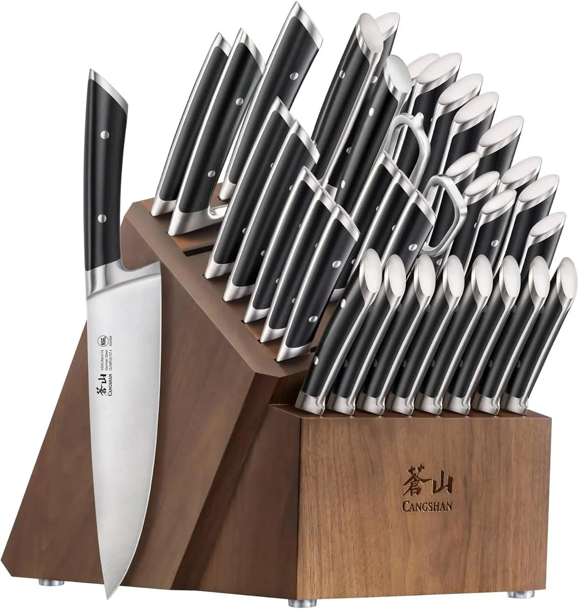Cangshan OLYMPUS Series 36-Piece Block Set, Forged German Steel - Black