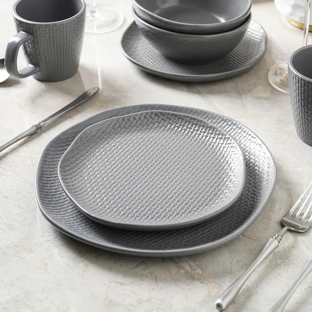 Stone Lain Abigael Stoneware Dinner Plate Set of 4 - Gray