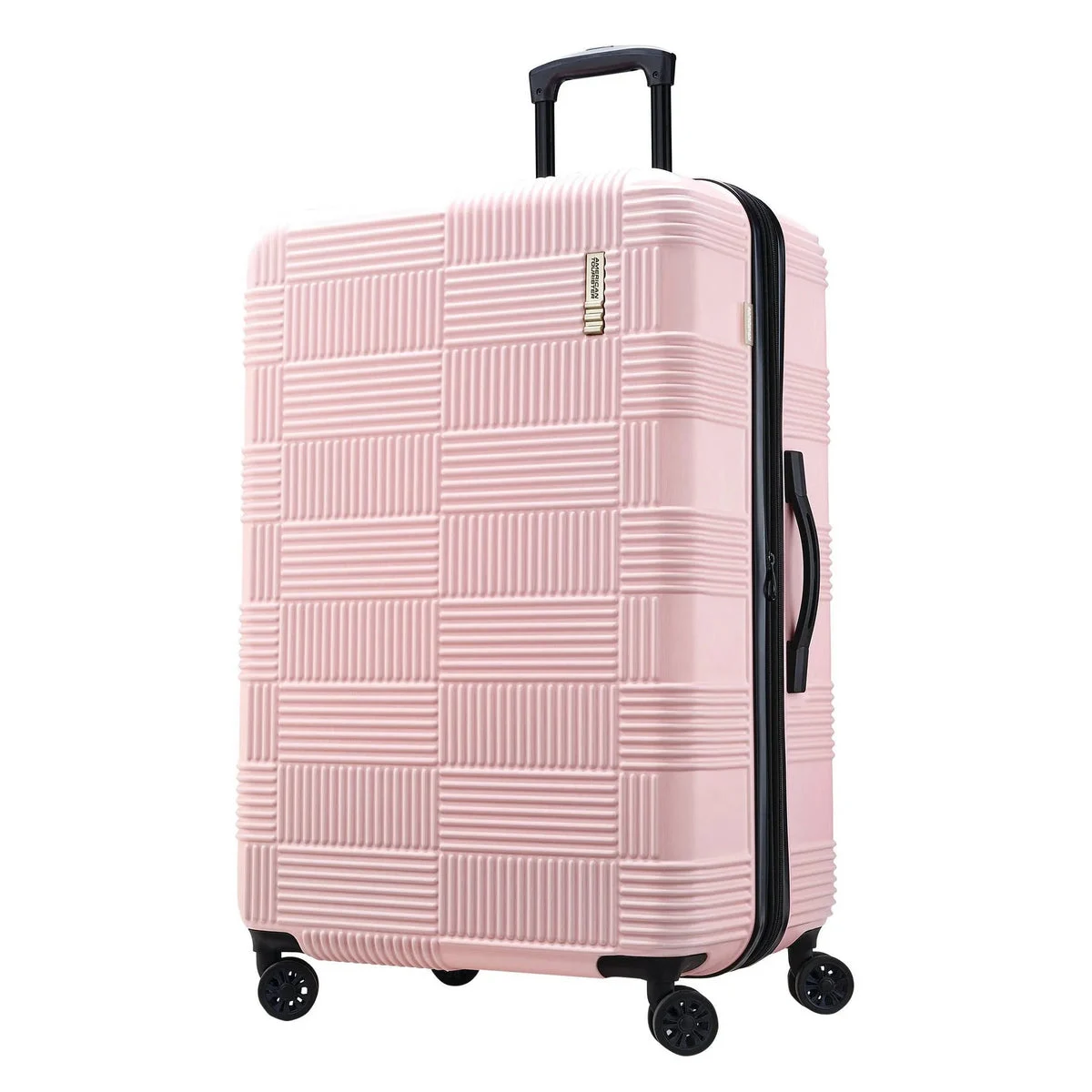 American Tourister Hardside Large Checked Spinner Suitcase - Pink