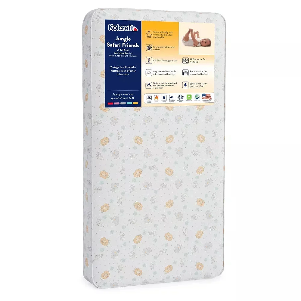 Kolcraft 2-Stage Antibacterial Baby Crib Mattress and Toddler Bed Mattress