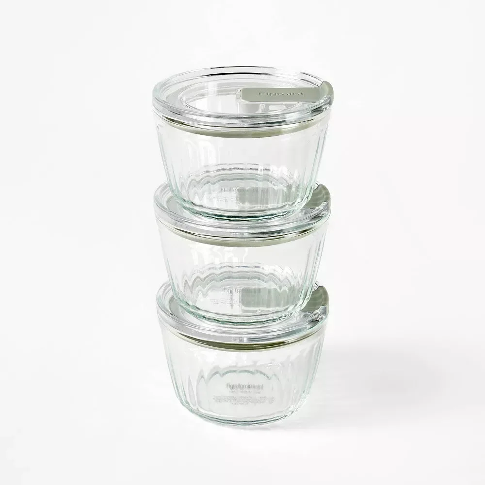Figmint Round Glass Food Storage Containers - Set of 3