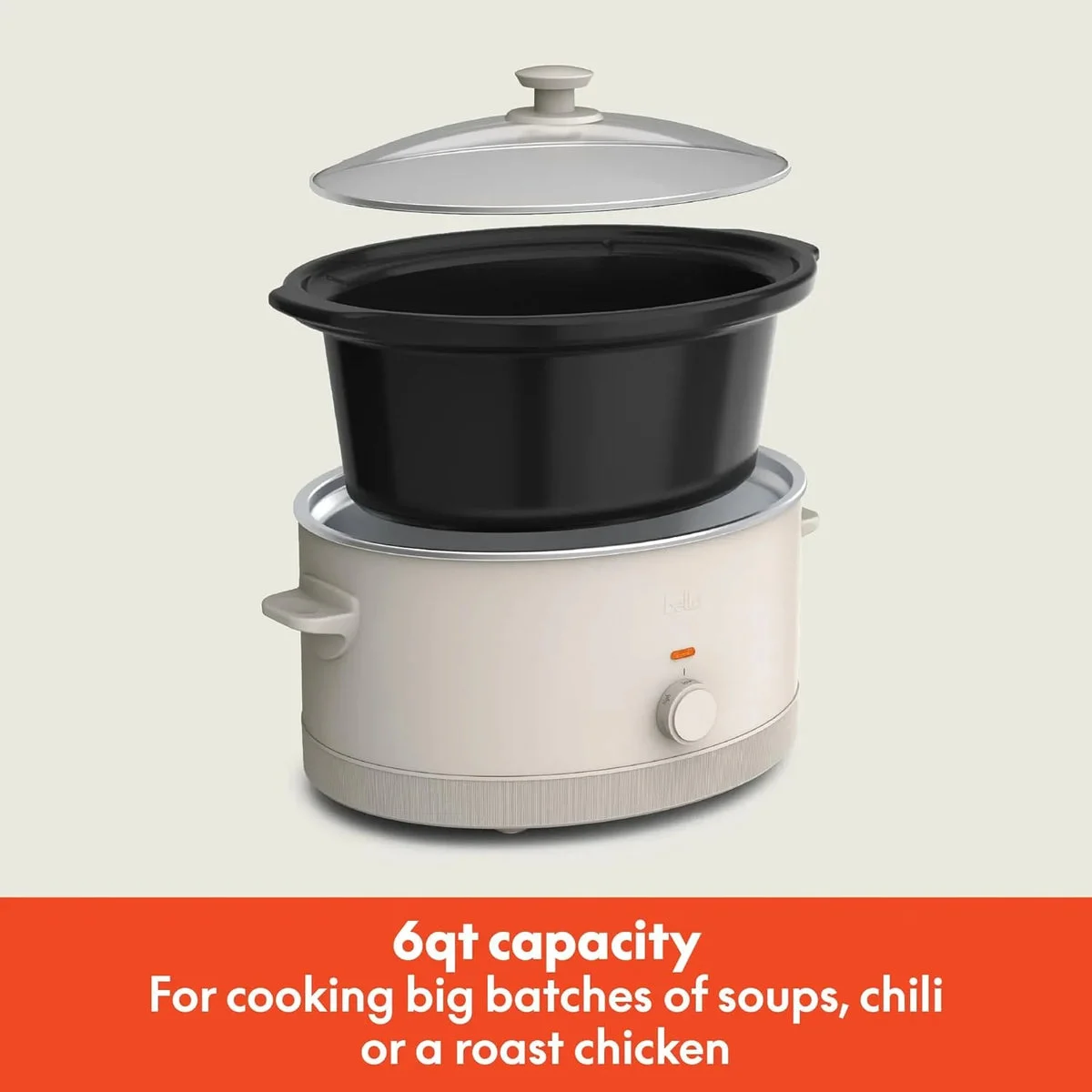 Bella 6.0 Qt Manual Slow Cooker - Oatmilk