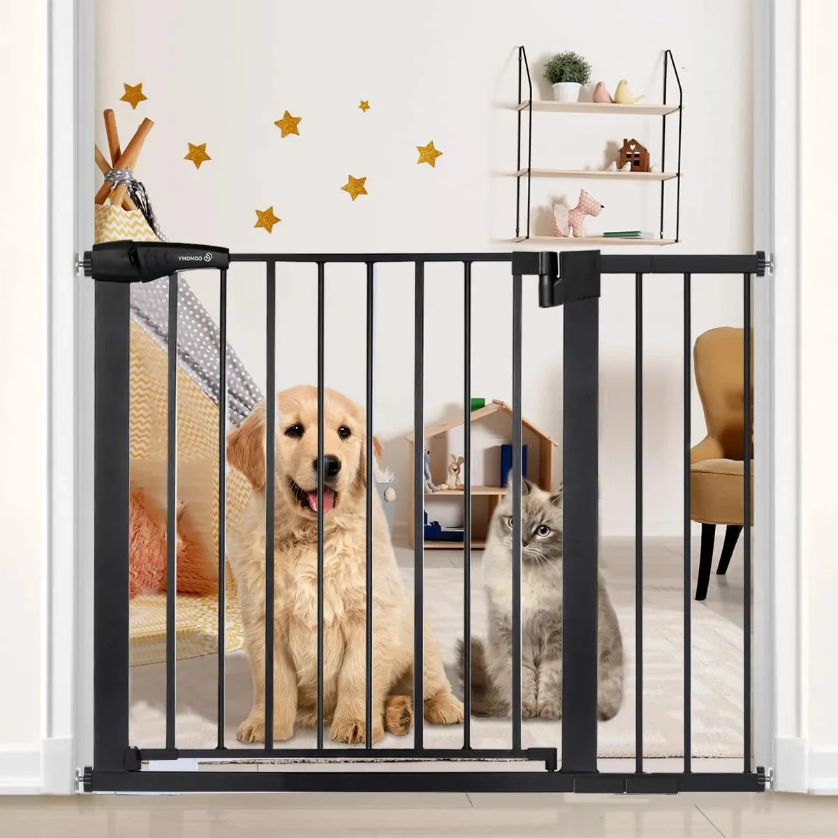 Comomy Auto Close Dog Safety Gate - Black