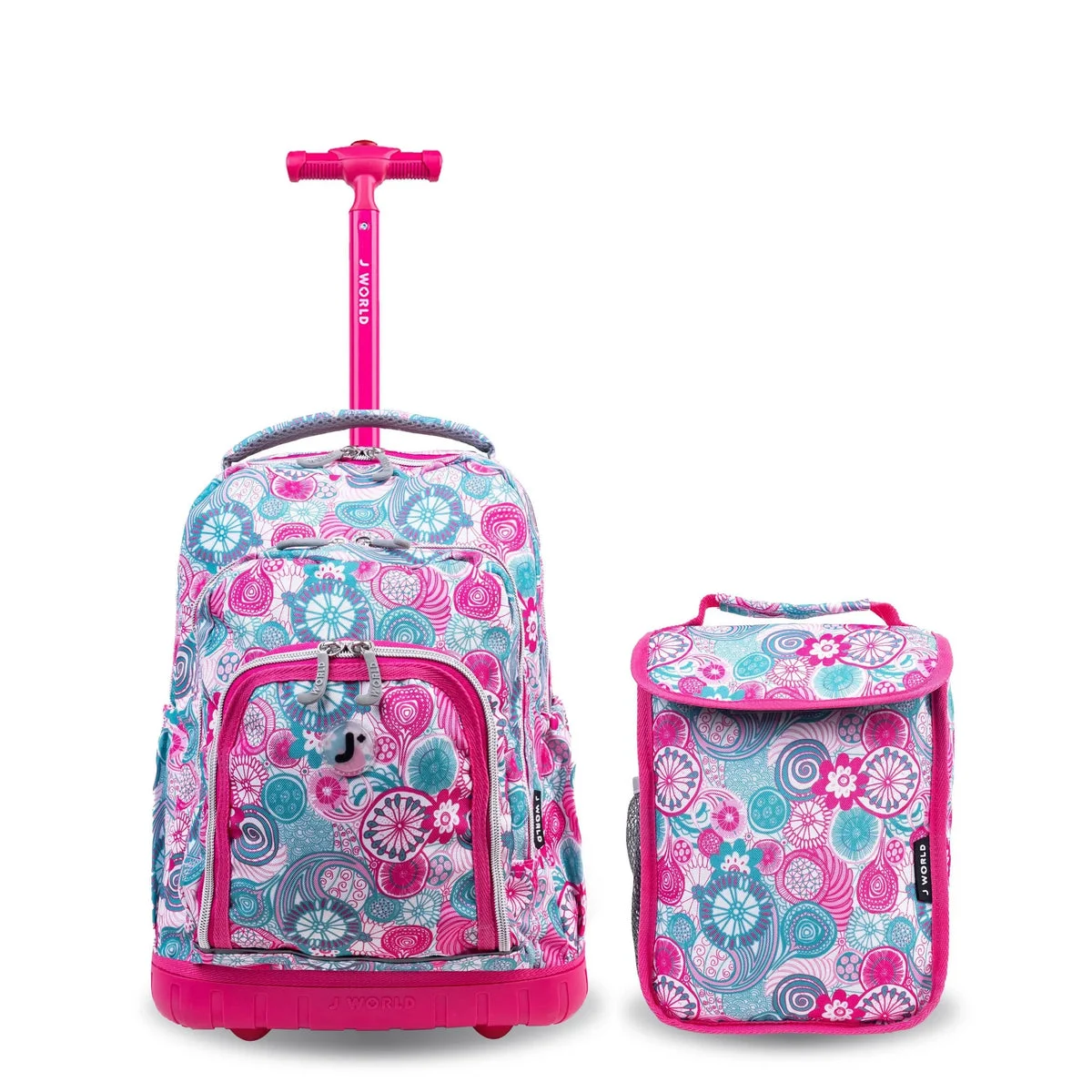 JWorld Kids' Rolling Backpack with Lunch Bag - Blue Raspberry