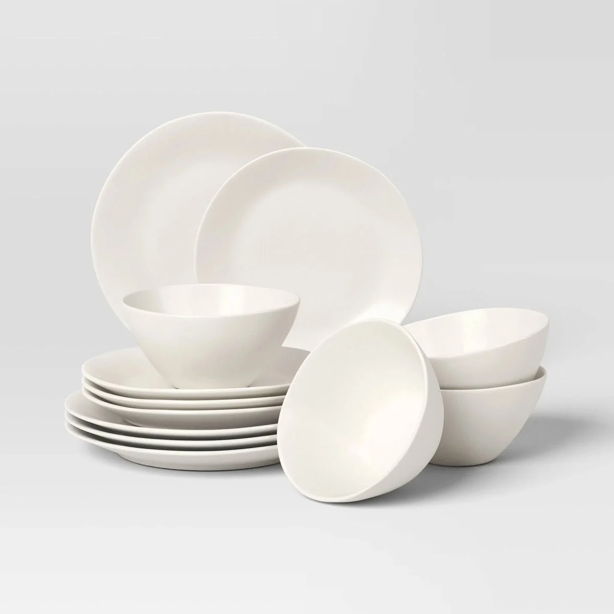 Threshold 12pc Stoneware Aralia Dinnerware Set Sour Cream - Threshold™