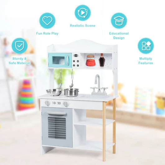 COSTWAY Kids Kitchen Cookware Pretend Cooking Food Play Set