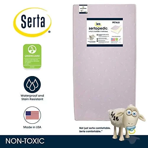 Serta Sertapedic Petals Dual Sided Premium Recycled Fiber Core Crib and Toddler Mattress - Pink